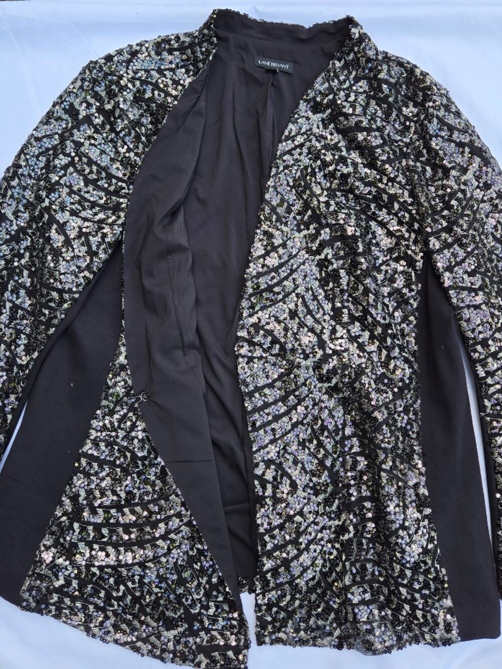 Lane Bryant - Black Sequin lined jacket, Size 18.